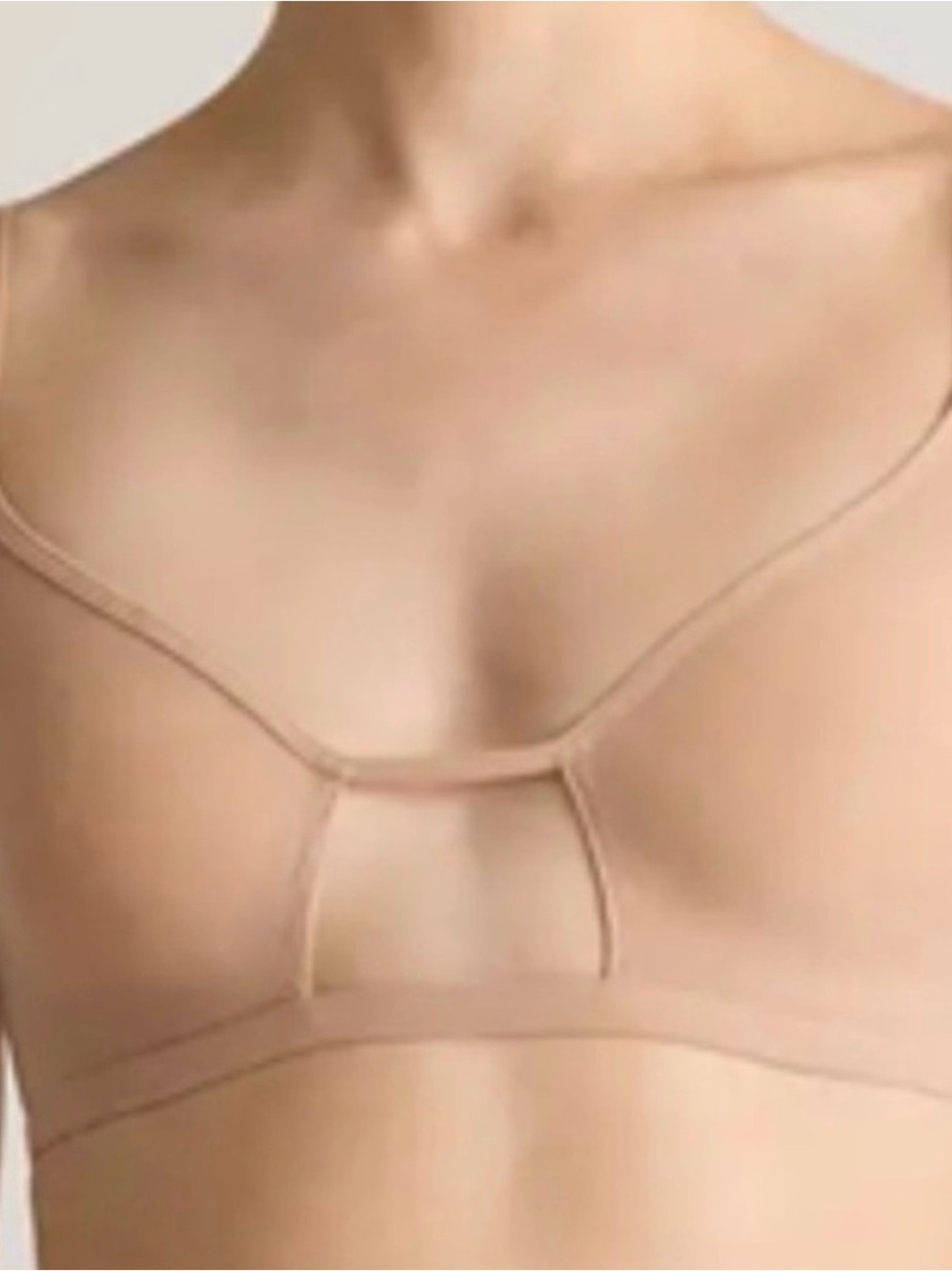 NWOT Quince Belgian Mesh Sheer Cutout Bralette in Sand Sz L Bra Large